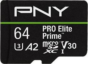 PNY Pro Elite Prime R200/W110 64GB, UHS-I U3, A2, Class 10