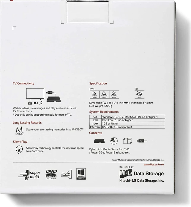 Hitachi-LG Data Storage GP60NS60, SlimLine silber, USB 2.0