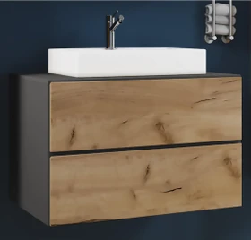 VCM Lendas Becken+Waschtisch-Unterschrank 80cm honigeiche/anthrazit
