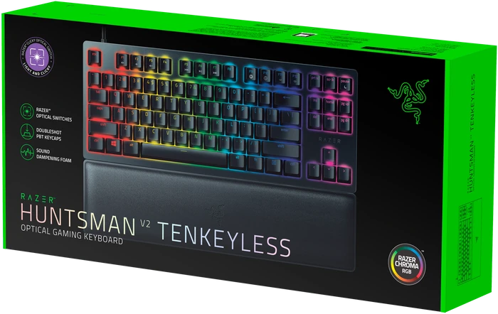 Razer Huntsman V2 TKL, LEDs RGB, schwarz, Razer Clicky Optical PURPLE, USB, FR