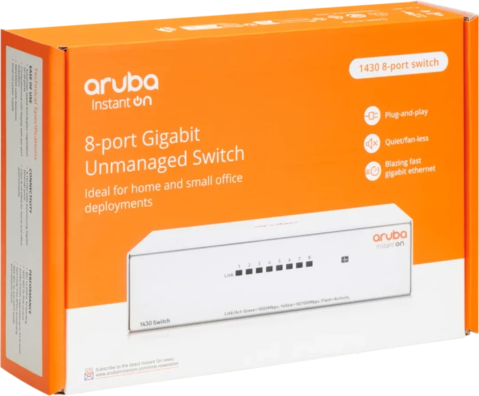 HPE Aruba Instant On 1430 Desktop Gigabit Switch, 8x RJ-45