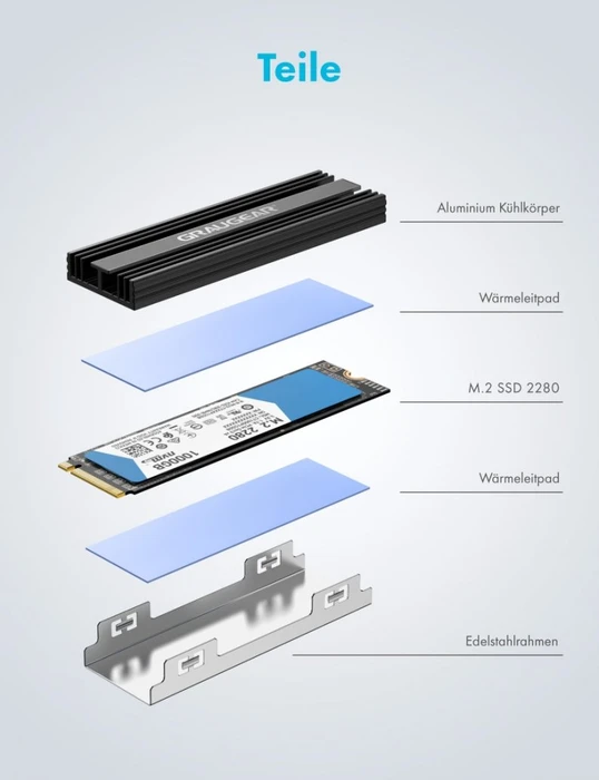 Graugear G-PS5HS02-Cov, Kühler für PS5 Speichererweiterung, mit Abdeckung