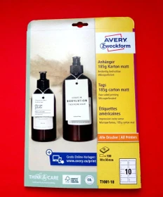 Avery-Zweckform Aushängeschilder mit Öse und Fäden weiß, 90x50mm, 185g, 100 Stück