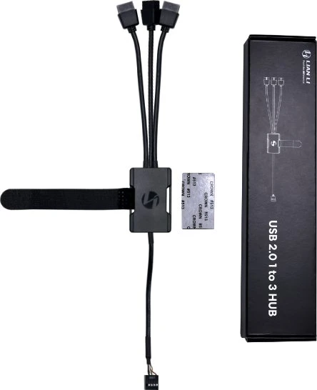Lian Li USB 2.0 1-zu-3-HUB, intern USB 9-Pin Header, 1x USB 2.0 9-Pin Stecksockel auf 3x USB 2.0 9-Pin Stiftsockel