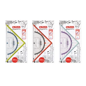 Herlitz my.pen Geodreieck 16cm, mit Griff, gelb/blau/rot/transparent