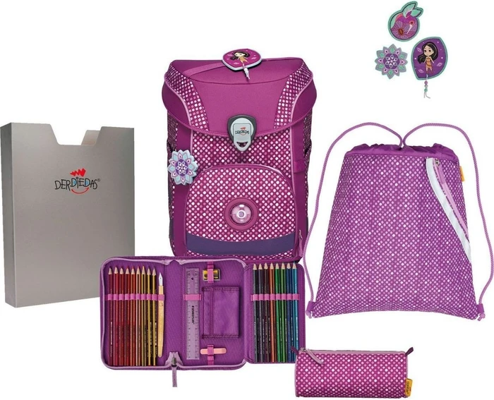 DerDieDas ErgoFlex Easy Purple Dots Schultaschen-Set, 5-tlg.