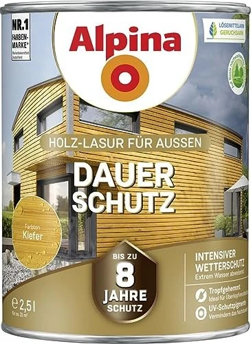 Alpina Farben Dauer-Schutz Holz-Lasur außen kiefer, 2.5l