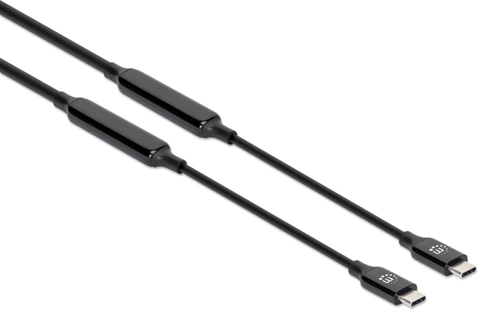 Manhattan USB 3.2 Gen 2 Aktives Typ-C Kabel USB-C Stecker auf USB-C Stecker 10Gbit/s 60W/3A 3.0m schwarz