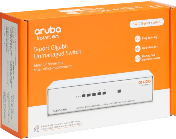 HPE Aruba Instant On 1430 Desktop Gigabit Switch, 5x RJ-45