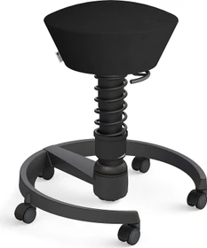 Aeris Swopper New Edition Bürohocker mit Rollen, Feder Standard, Gestell Alu schwarz, Bezug Mikrofaser Comfort schwarz