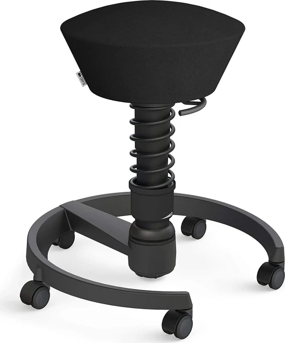 Aeris Swopper New Edition Bürohocker mit Rollen, Feder Standard, Gestell Alu schwarz, Bezug Mikrofaser Comfort schwarz