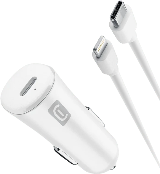 Cellularline Car Charger Kit 20W USB-C to Lightning weiß