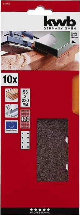 kwb Holz&Metall Typ B Schleifblatt gelocht K120, 93x230mm, 10 Stück