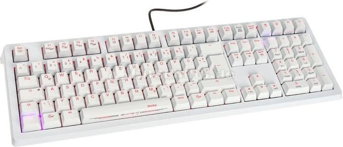Ducky Shine 4 weiß, LEDs blau/rot, MX BROWN, USB, DE
