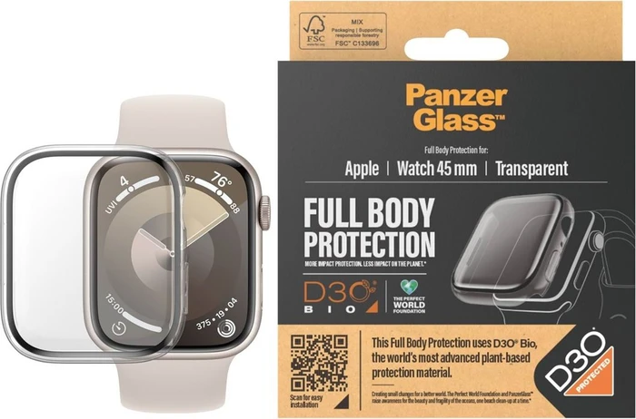 PanzerGlass Screen Protector Full Body D3O für Apple Watch (45mm) transparent