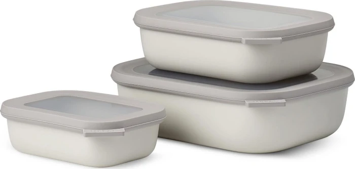 Mepal Multischüssel Cirqula rechteckig flach Aufbewahrungsbehälter-Set nordic white, 3-tlg. (106270032500)