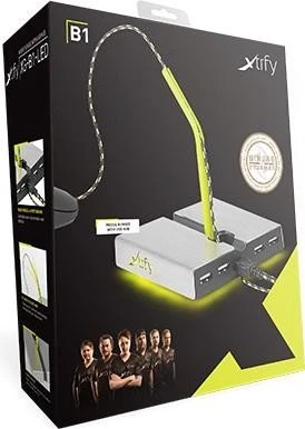 Xtrfy B1 Mouse Bungee mit 4-port USB Hub, Mauskabelhalterung, gelb/silber