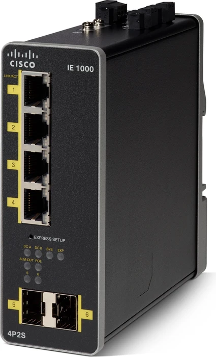 Cisco IE 1000 Industrial Railmount Smart Switch, 4x RJ-45, 2x SFP, PoE+