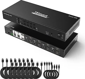 TESmart 4 Port DP Dual Monitor KVM Switch, 4-fach KVM-Switch (PKS0802A10-EUBK)