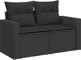 vidaXL Gartensofa mit Kissen 131cm 2-Sitzer schwarz