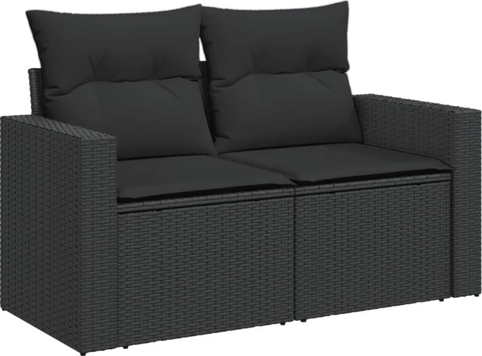 vidaXL Gartensofa mit Kissen 131cm 2-Sitzer schwarz