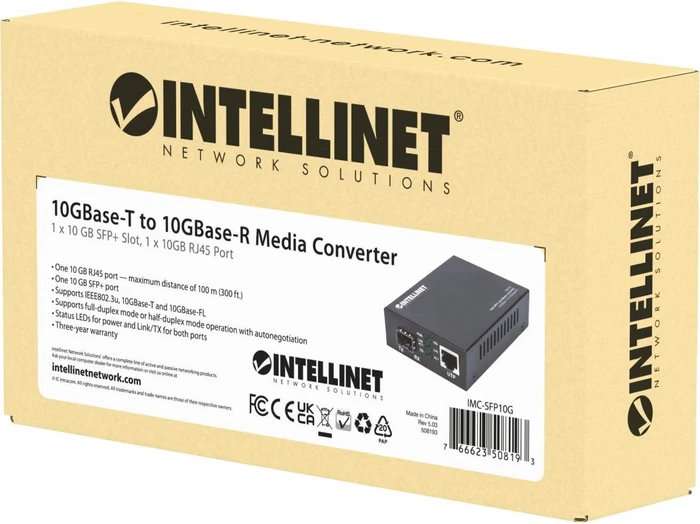 Intellinet 10G Media Converter, RJ-45, SFP+
