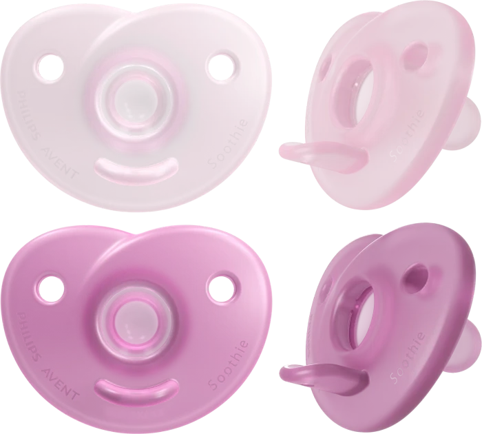 Philips Avent SCF099/20 Soothie Shapes Beruhigungsschnuller, 0-6M, Silikon, blau/rosa, 4 Stück