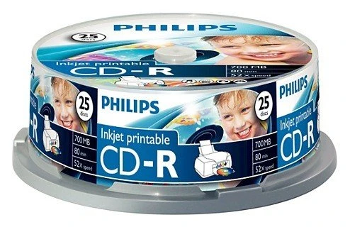 Philips CD-R 80min/700MB, 52x, 25er Spindel, printable