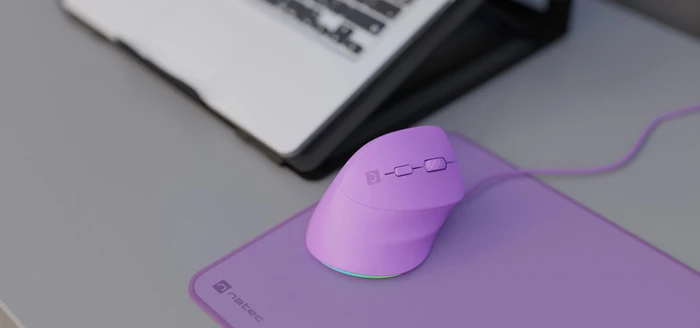 Natec Crake 2 Pro Vertical Wired Mouse Pure Lavender, USB