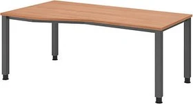 Hammerbacher Ergonomic Plus Q-Serie VQS18/N Schreibtisch 180x100cm Nussbaum/silber