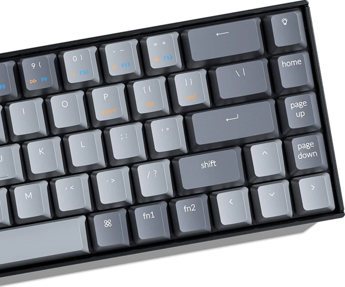 Keychron K6, 65%, LEDs weiß, hot-swap, schwarz/grau, Gateron RED, USB/Bluetooth, DE