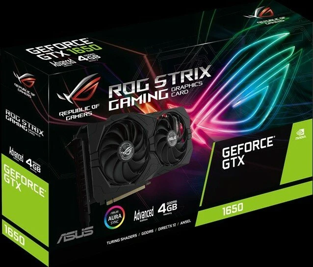 ASUS ROG Strix GeForce GTX 1650 Advanced, ROG-STRIX-GTX1650-A4GD6-GAMING, 4GB GDDR6, 2x HDMI, 2x DP