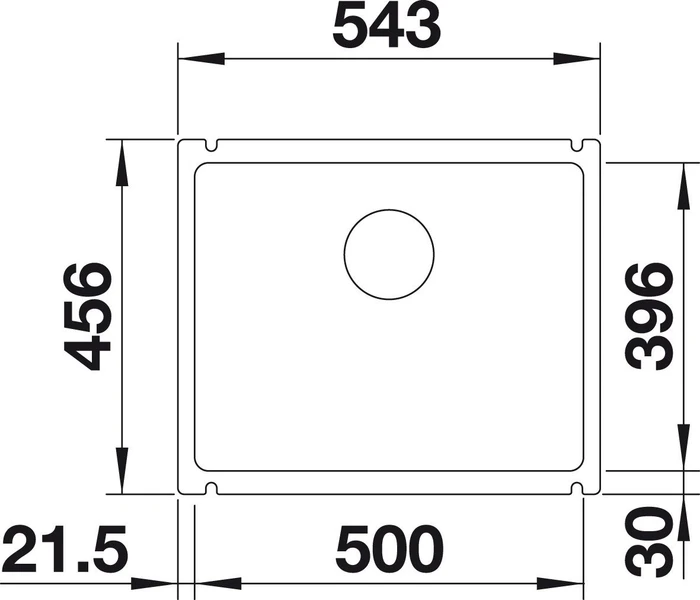 Blanco Subline 500-U Unterbau Becken mittig kristallweiß glänzend