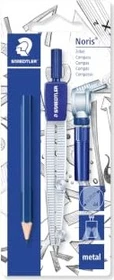 Staedtler Noris Club 550 Schulzirkel Metall mit Bleieinsatz, Universaladapter, Bleistift, silber/blau, Blister