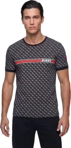Guess All Over Logo T-Shirt kurzarm schwarz (Herren)