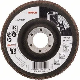 Bosch Professional X581 Best for Inox Fächerschleifscheibe gerade K80, 115x22.23mm, 1 Stück