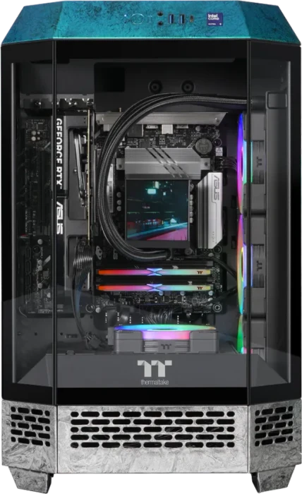 Thermaltake The Tower 300 Blue Silver, blau, Glasfenster