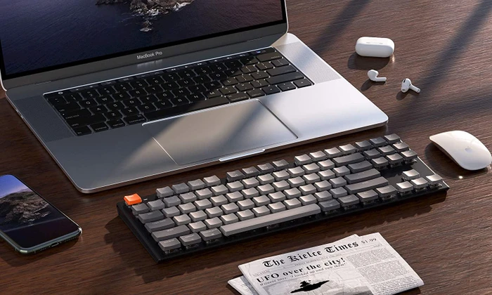 Keychron K1 V4, 80% TKL, LEDs weiß, schwarz, Gateron LOW PROFILE RED, USB/Bluetooth, US
