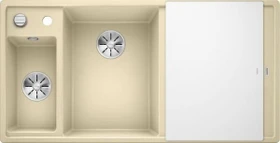 Blanco Axia III 6 S InFino Becken links mit Ablauffernbedienung champagner inkl. Glasschneidebrett