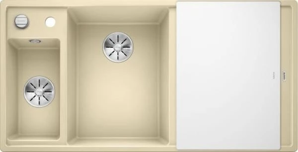 Blanco Axia III 6 S InFino Becken links mit Ablauffernbedienung champagner inkl. Glasschneidebrett