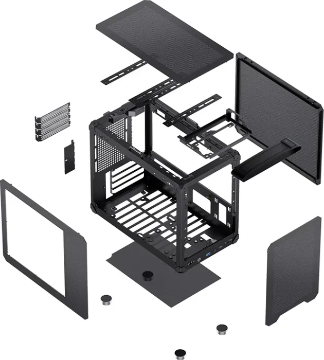 Jonsbo C6 MAX Black, schwarz, Glasfenster