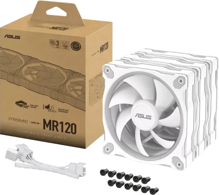 ASUS MR120 ARGB, weiß, 120mm, 3er-Pack