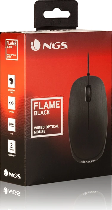 NGS Flame Wired Mouse schwarz, USB