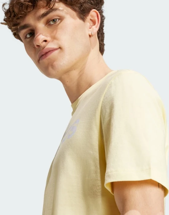 adidas Essentials Single Jersey Linear Embroidered Logo T-Shirt kurzarm almost yellow (Herren)