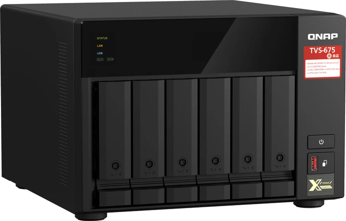 QNAP QuTS hero TVS-675-8G 64TB, 8GB RAM, 2x RJ-45 2.5GBase-T, 2x USB-A 3.1