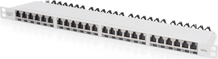 Digitus Professional 24-Port Patchpanel inkl. LSA-Anschlusstechnik, 19", 0.5HE, grau