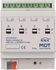 MDT Schaltaktor AKI 4-fach, 4TE REG, 16/20A, Schaltaktor (AKI-0416.04)