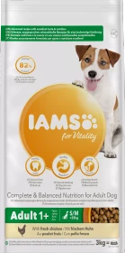 IAMS for Vitality für ausgewachsene Hunde kleiner und mittelgroßer Rasse, mit Huhn, 3kg