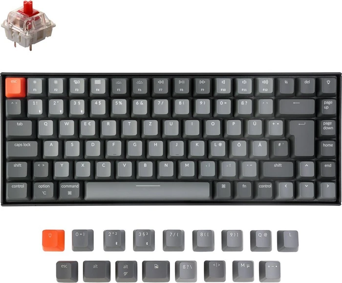 Keychron K2 V2, LEDs RGB, hot-swap, Gateron RED, USB/Bluetooth, DE