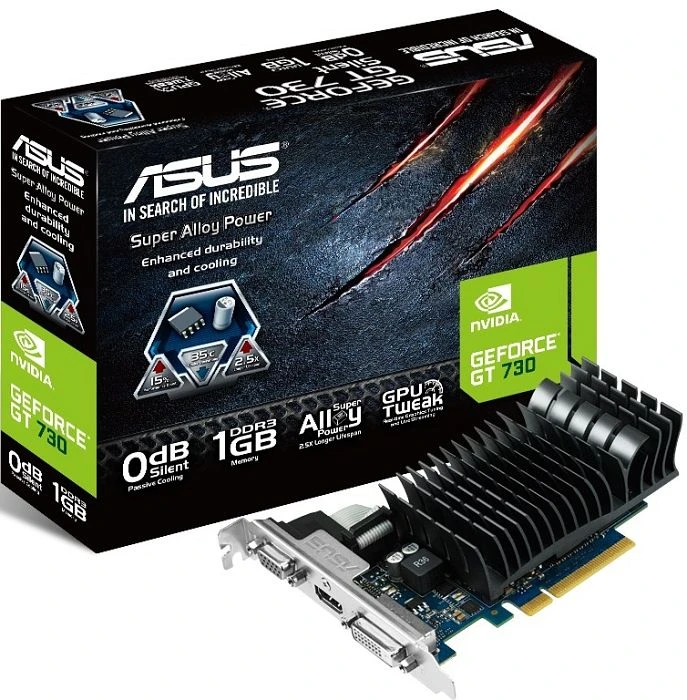 ASUS GeForce GT 730 Silent, GT730-SL-1GD3-BRK, 1GB DDR3, VGA, DVI, HDMI
